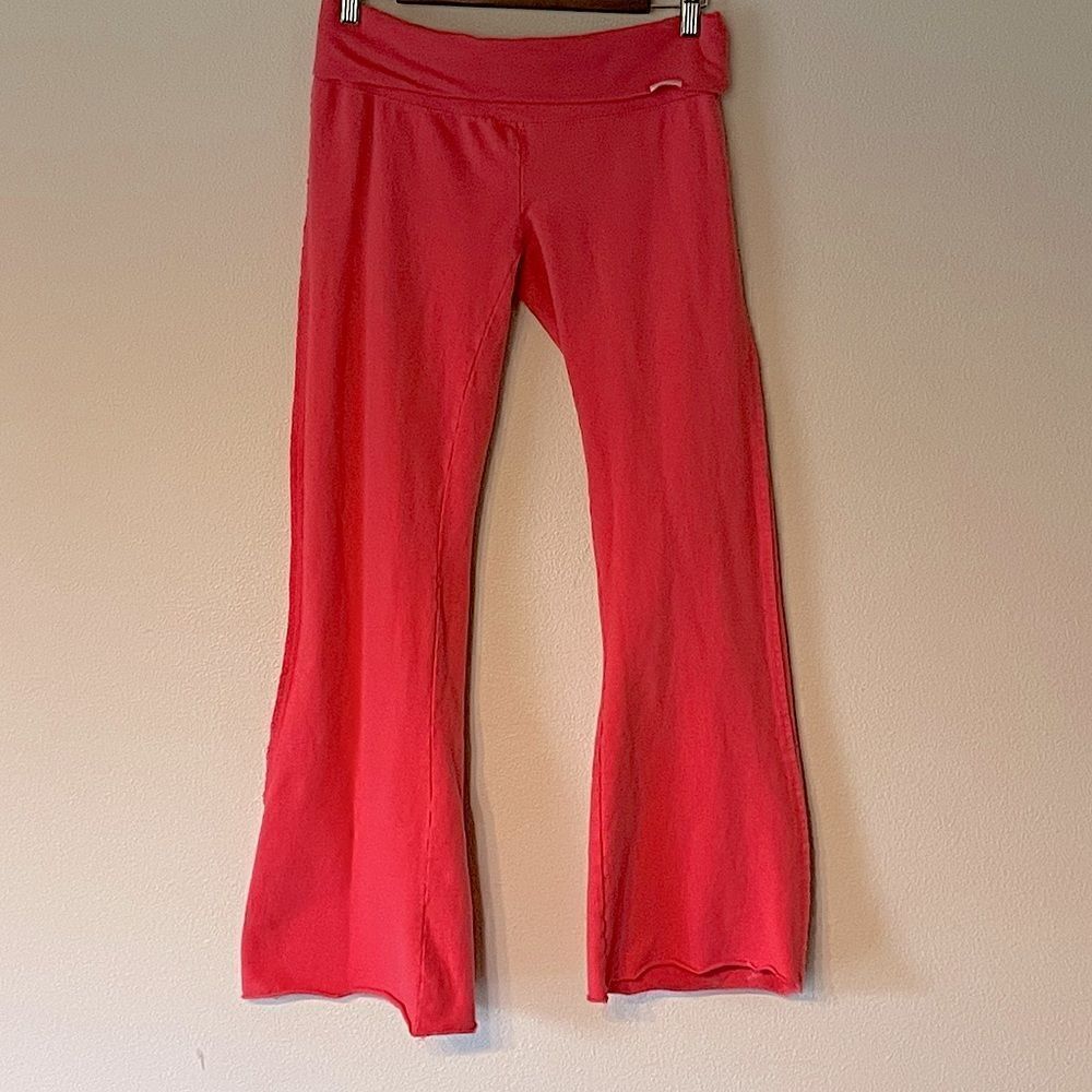 Beach Rays Pink Flare Lounge Pants with Rough Hem and Folding Waistband. Size M.
